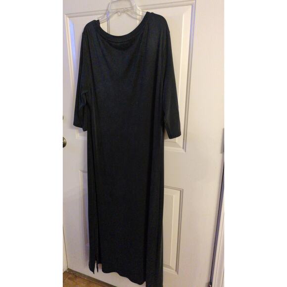 J. Peterman Black XXL Maxi Dress Flowy, Stretchy, 3/4 Sleeve, Rayon, Witchy Goth - Picture 5 of 6